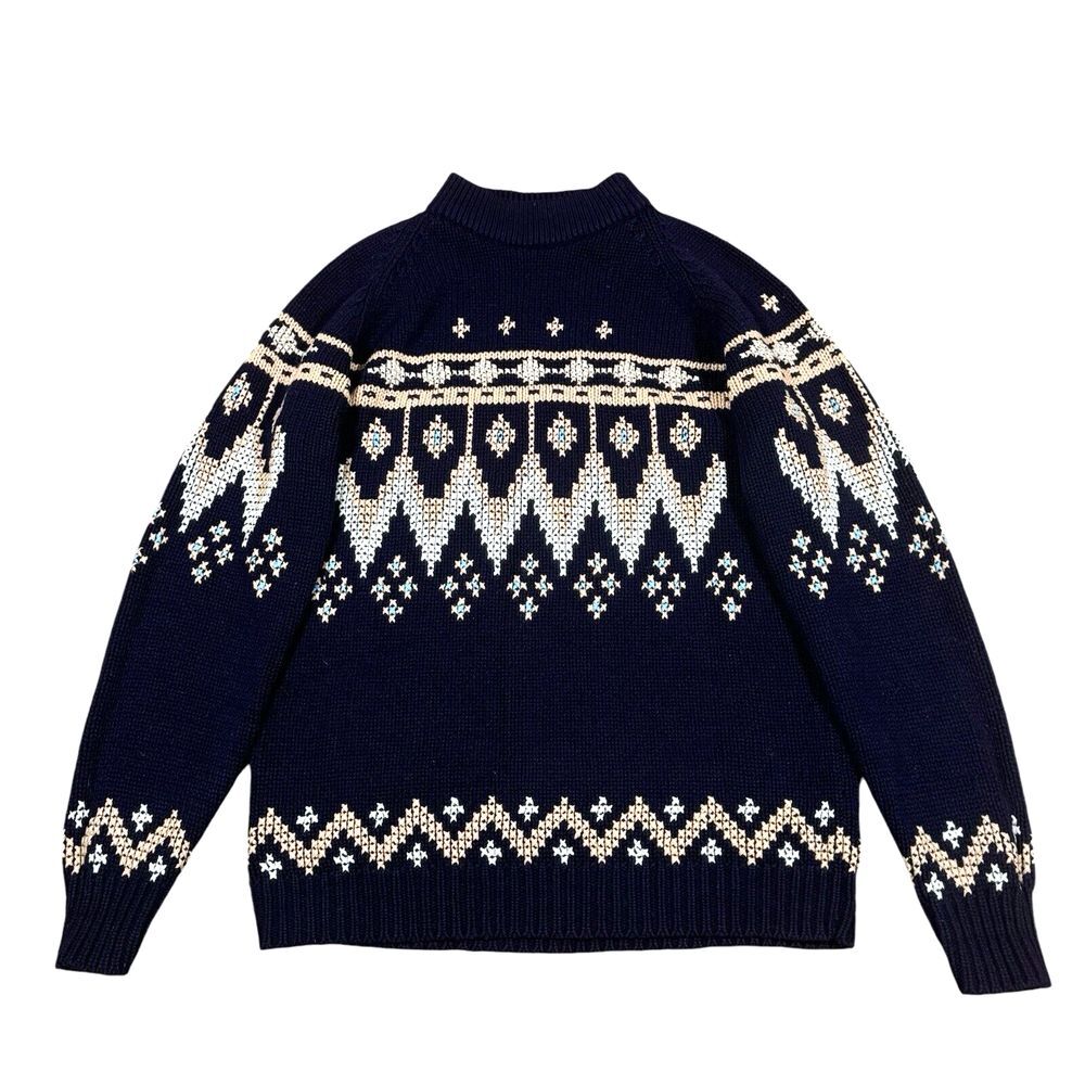 Silton Vintage 70s Navy Blue Nordic Aztec Ski Sweater Men's‎ Sz M/L (approx)
